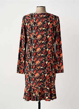 Robe mi-longue imprimé fantaisie manches longues noir LA FIANCÉE femme