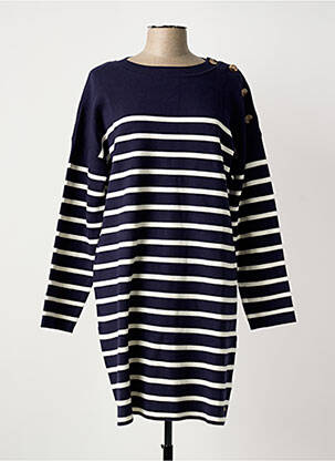 Robe pull col rond manches longues bleu C'EST BEAU LA VIE femme