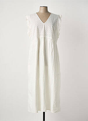 Robe mi-longue manches courtes manches courtes blanc CULTURE femme