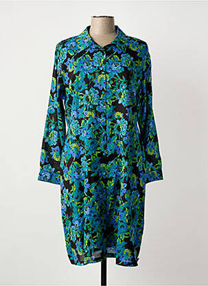 Robe mi-longue imprimé fleurs manches longues bleu LA FIANCÉE femme