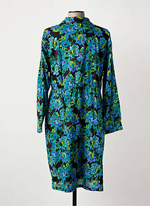 Robe mi-longue imprimé fleurs manches longues bleu LA FIANCÉE femme