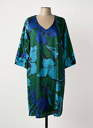 Robe mi-longue manches 3/4 manches 3/4 bleu POISSONS BLANCS femme