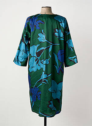 Robe mi-longue manches 3/4 manches 3/4 bleu POISSONS BLANCS femme