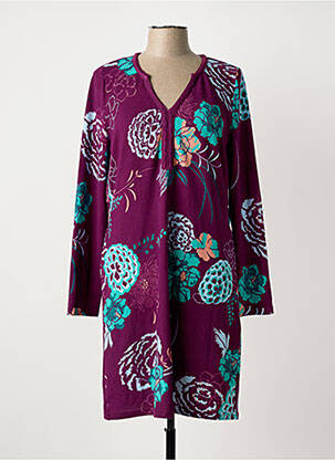 Robe mi-longue imprimé fantaisie manches longues violet LA FIANCÉE femme