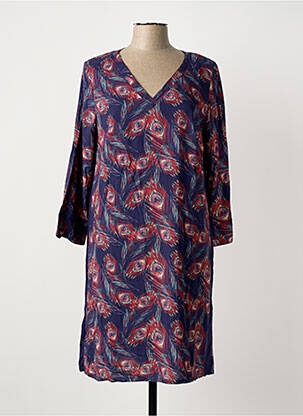 Robe mi-longue imprimé fantaisie manches longues bleu LA FIANCÉE femme
