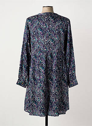 Robe mi-longue imprimé fantaisie manches longues bleu LA FIANCÉE femme