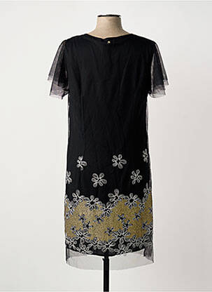Robe mi-longue imprimé fantaisie manches courtes noir FRED SABATIER femme