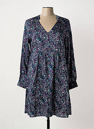 Robe mi-longue imprimé fantaisie manches longues bleu LA FIANCÉE femme