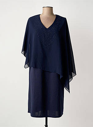 Robe mi-longue tissage crêpe sans manche bleu UNICA PLUS femme