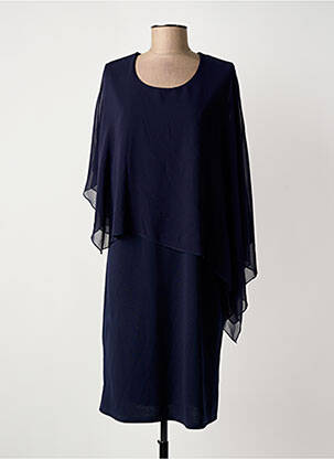 Robe mi-longue tissage crêpe sans manche bleu UNICA PLUS femme