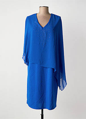 Robe mi-longue manches courtes manches courtes bleu UNICA PLUS femme