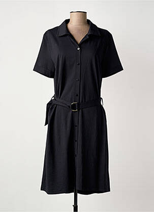 Robe mi-longue manches courtes manches courtes noir HBT femme