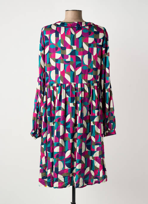 Robe mi-longue imprimé fantaisie manches longues bleu JULIE GUERLANDE femme