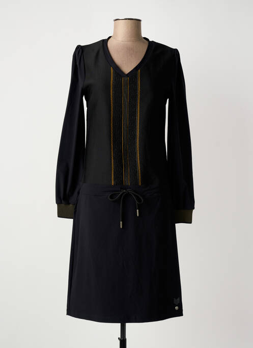 Robe mi-longue manches longues manches longues noir HBT femme
