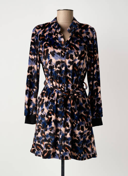 Robe courte manches longues manches longues noir COULEURS DU TEMPS femme
