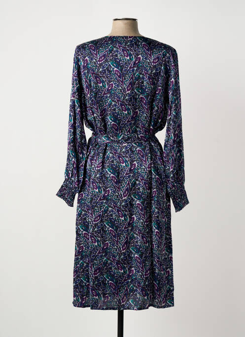 Robe mi-longue imprimé fantaisie manches longues bleu LA FIANCÉE femme