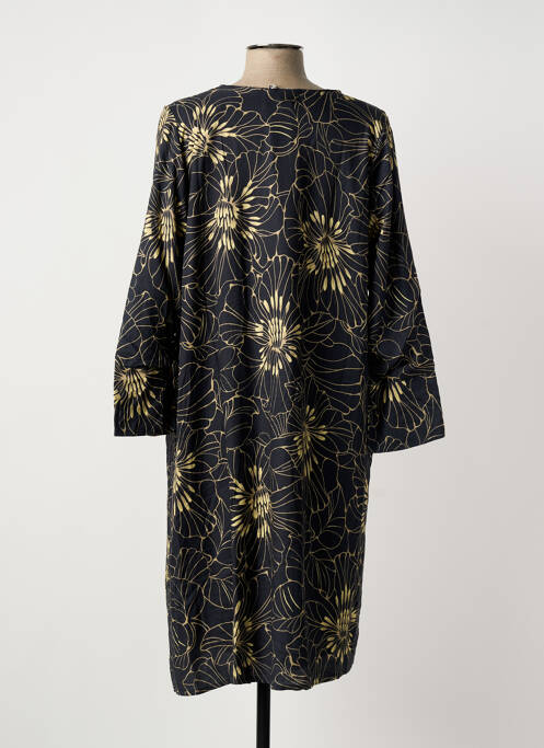 Robe mi-longue imprimé fantaisie manches longues noir POISSONS BLANCS femme