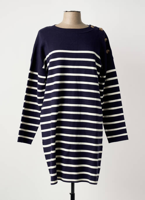 Robe pull coupe droite manches longues bleu C'EST BEAU LA VIE femme