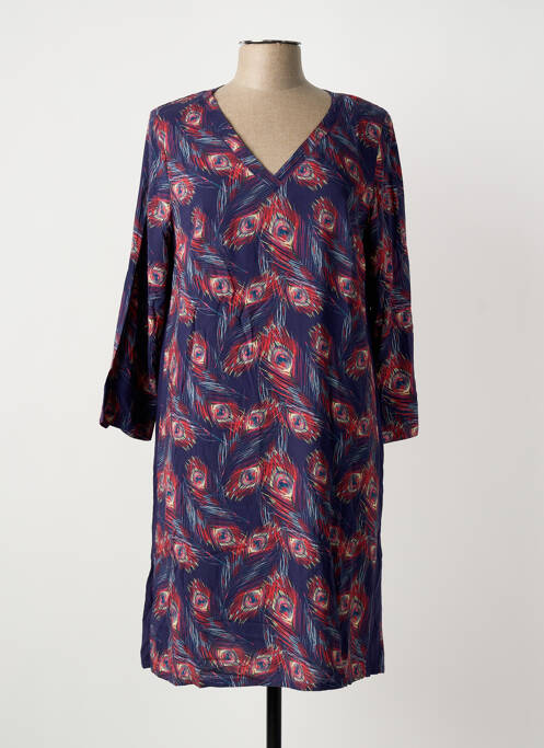 Robe mi-longue imprimé fantaisie manches longues bleu LA FIANCÉE femme