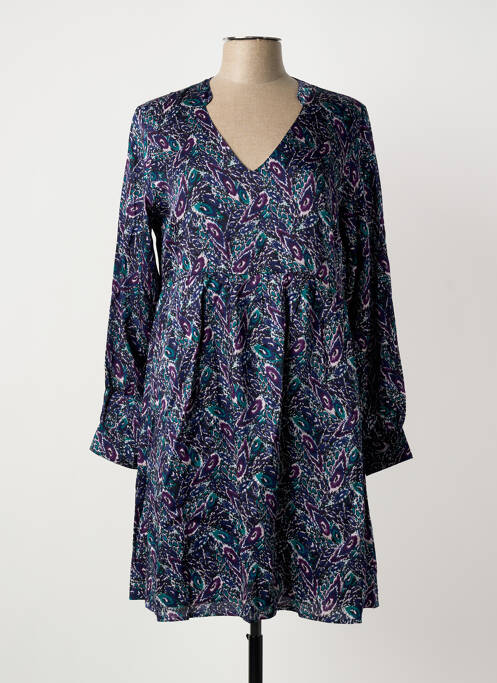 Robe mi-longue imprimé fantaisie manches longues bleu LA FIANCÉE femme
