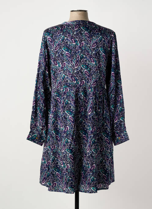 Robe mi-longue imprimé fantaisie manches longues bleu LA FIANCÉE femme