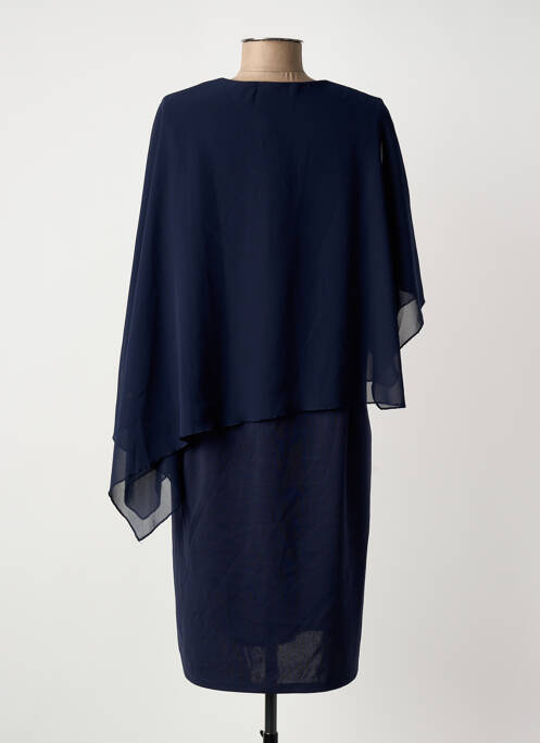 Robe mi-longue tissage crêpe sans manche bleu UNICA PLUS femme