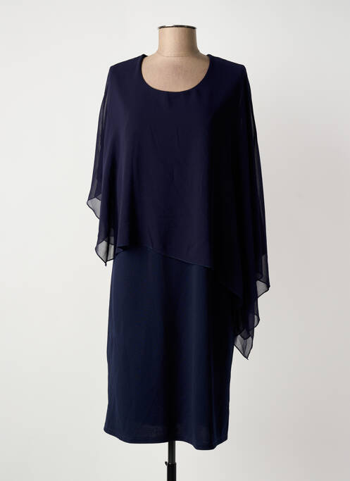 Robe mi-longue tissage crêpe sans manche bleu UNICA PLUS femme