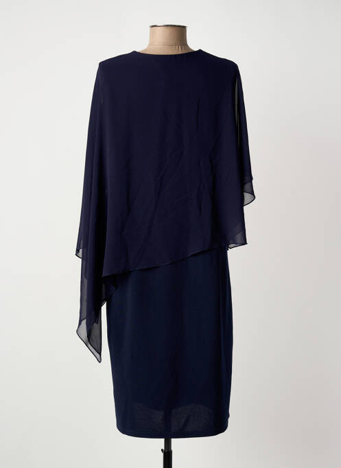 Robe mi-longue tissage crêpe sans manche bleu UNICA PLUS femme