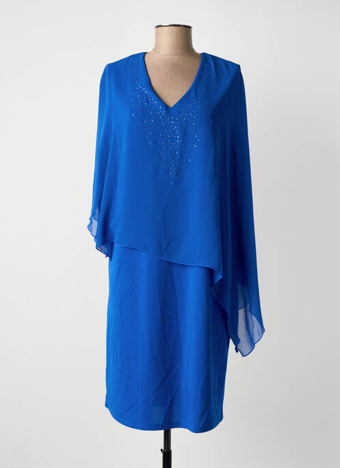 Robe mi-longue manches courtes manches courtes bleu UNICA PLUS femme