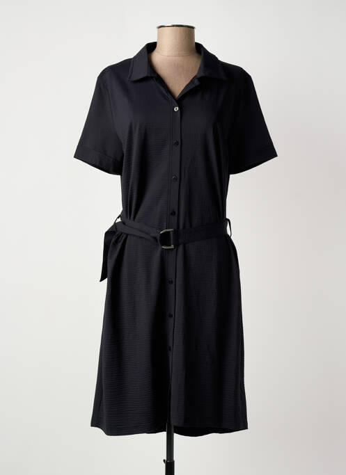 Robe mi-longue manches courtes manches courtes noir HBT femme