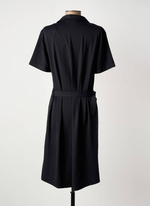 Robe mi-longue manches courtes manches courtes noir HBT femme