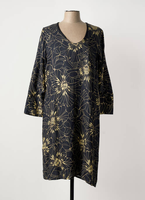 Robe mi-longue noir POISSONS BLANCS femme