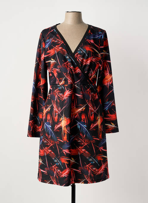 Robe mi-longue imprimé fantaisie manches longues noir SMASHED LEMON femme