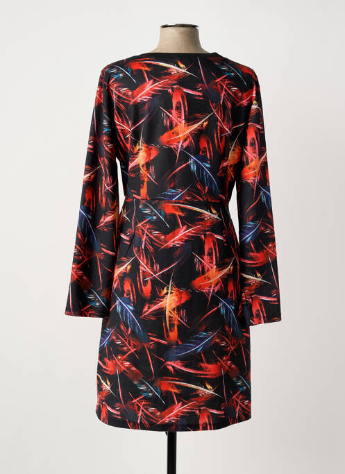 Robe mi-longue imprimé fantaisie manches longues noir SMASHED LEMON femme