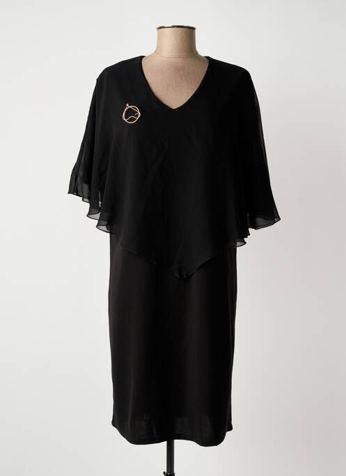 Robe mi-longue manches courtes manches courtes noir UNICA PLUS femme