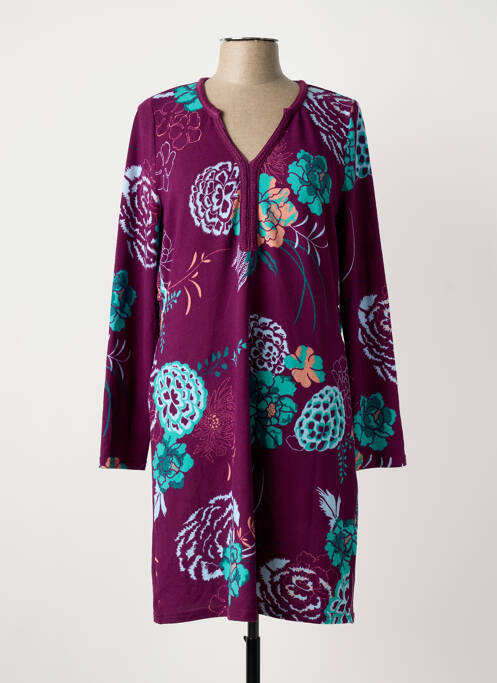 Robe mi-longue imprimé fantaisie manches longues violet LA FIANCÉE femme