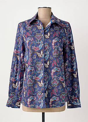 Chemisier coupe cintrée manches longues bleu BARILOCHE femme