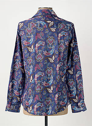 Chemisier coupe cintrée manches longues bleu BARILOCHE femme