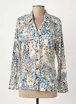 Chemisier coupe cintrée manches longues bleu KALISSON femme