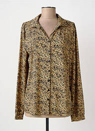 Chemisier coupe cintrée manches longues beige HBT femme