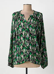 Chemisier coupe cintrée manches longues vert GEISHA femme