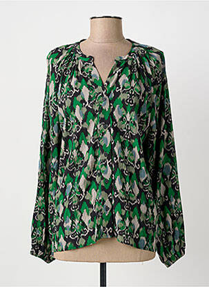 Chemisier coupe cintrée manches longues vert GEISHA femme