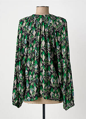 Chemisier coupe cintrée manches longues vert GEISHA femme