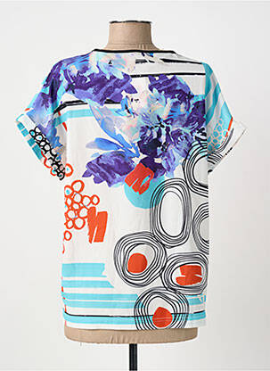 Top tissage crêpe manches courtes bleu CHRISTINE LAURE femme