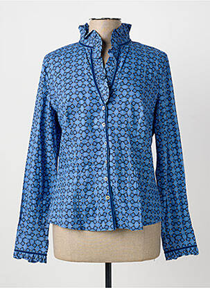 Chemisier coupe cintrée manches longues bleu BARILOCHE femme
