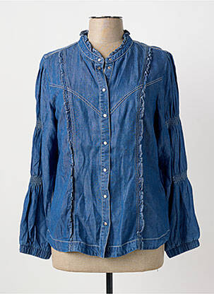 Chemisier coupe cintrée manches longues bleu 7 SEASONS femme