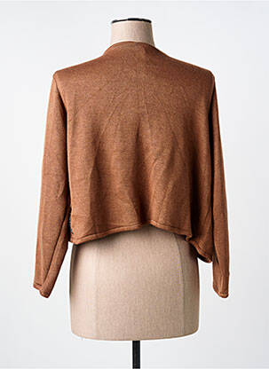 Gilet manches longues manches 3/4 marron POISSONS BLANCS femme