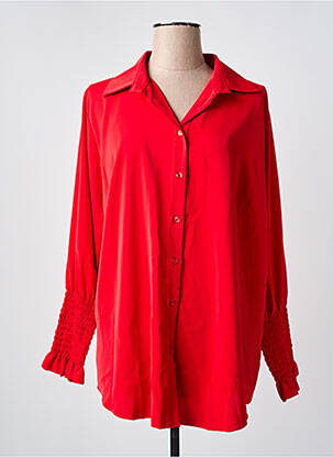 Chemisier coupe droite manches longues rouge COULEURS DU TEMPS femme