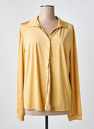 Chemisier coupe droite manches longues jaune HBT femme