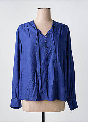 Chemisier coupe droite manches longues bleu AGATHE & LOUISE femme